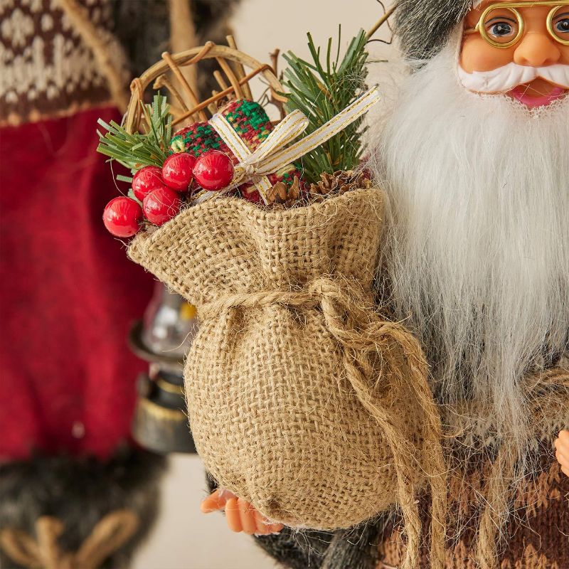 Christmas,Linen Red Knitted Santa Claus - Lantern